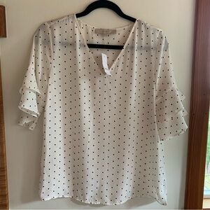 NWT LOFT Cream and Black Polka Dot Blouse